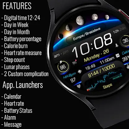 Moon Phase Digital Watch face screenshot 6
