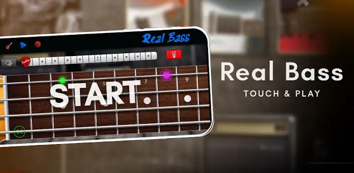 Real Bass electric bass guitar — Android game banner