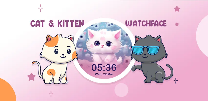 Cat & Kitten WatchFace Wear OS screenshot 2