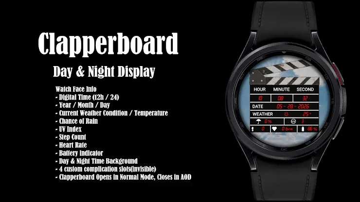 Clapperboard Watch Face screenshot 2