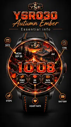 YSR030 Autumn Ember Watch Face screenshot 3