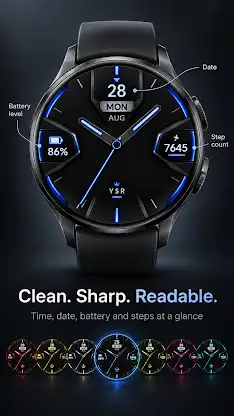 YSR061 Carbon Glow Watch Face screenshot 7