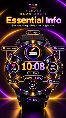 YSR013 Neon Orbit Watch Face screenshot 3
