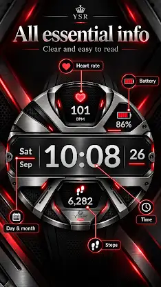 YSR010 Steel Pulse Watch Face screenshot 2