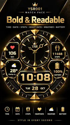 YSR001 Golden Watch Face screenshot 6