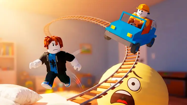 Blocky Cart Ride: Coaster Game screenshot 2