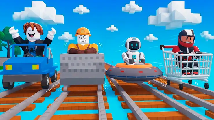 Blocky Cart Ride: Coaster Game screenshot 4