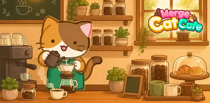 Merge Cat Cafe : Coffee cat — Android game banner