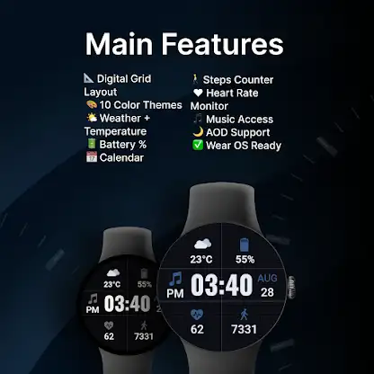 Grid Precision Watch Face screenshot 2