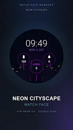 Neon Cityscape Watch Face screenshot 4