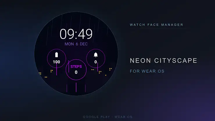 Neon Cityscape Watch Face screenshot 1