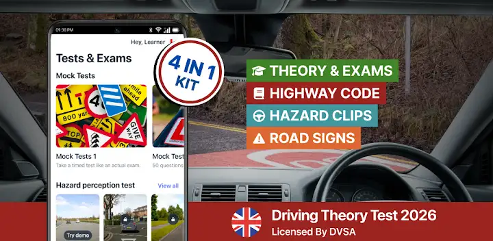 Driving 4 in 1 Theory Test Kit — Android app banner