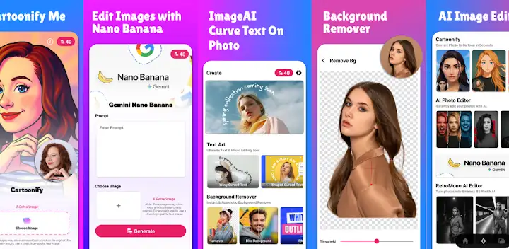 Curve Text On Photo : ImageAI — Android app banner