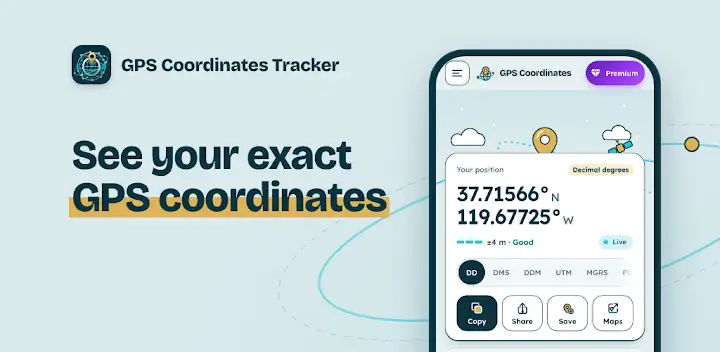 GPS Coordinates Tracker — Android app banner