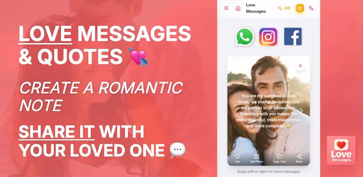 Love Messages Romantic Quotes — Android app banner