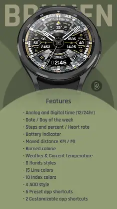 BRN191 CAMO Hybrid watch face screenshot 5