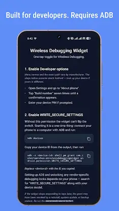 Wireless Debugging Widget screenshot 2