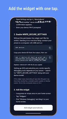 Wireless Debugging Widget screenshot 3