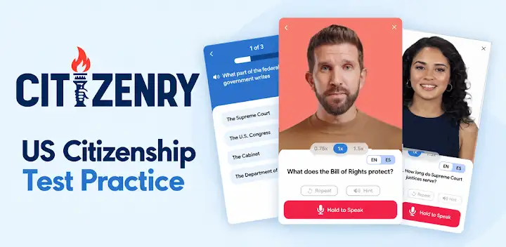 Citizenry: US Citizenship Test — Android app banner