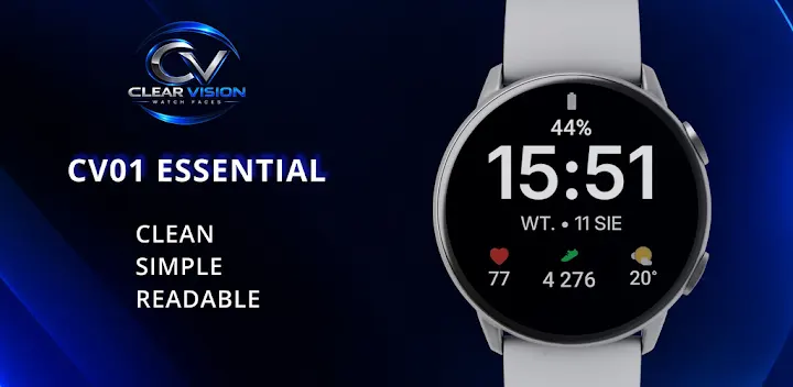 Clear Vision CV01 Watch Face — Android app banner