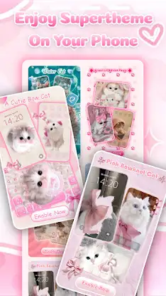Cute Bow Cat Super Theme screenshot 3