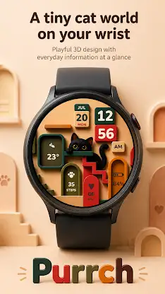 Purrch: Cute Cat Watch Face screenshot 1