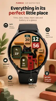 Purrch: Cute Cat Watch Face screenshot 3
