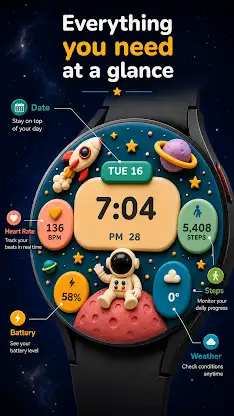 Stardough: 3D Space Watch Face screenshot 1