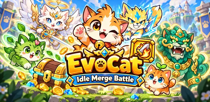 EvoCat: Idle Merge Battle — Android game banner