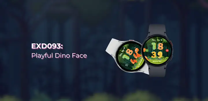 EXD093: Playful Dino Face — Android app banner