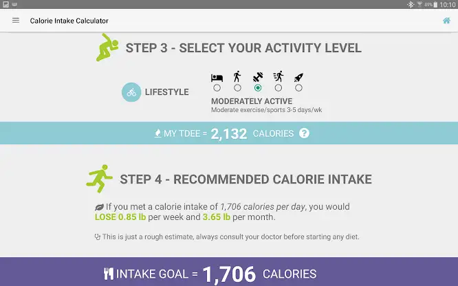 Diet Calories Start Calculator screenshot 10