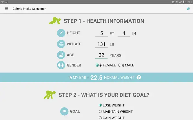 Diet Calories Start Calculator screenshot 9