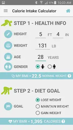 Diet Calories Start Calculator screenshot 1