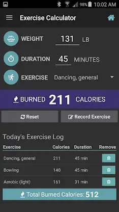 Exercise Calorie Calculator screenshot 5