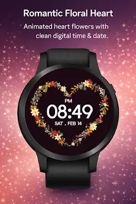 Floral Heart -Animated Wear OS screenshot 1