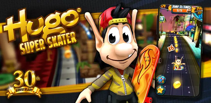 Hugo Super Skater - the chase — Android game banner