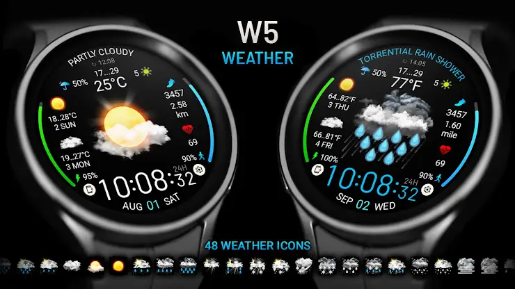 Weather watch face W5 screenshot 1