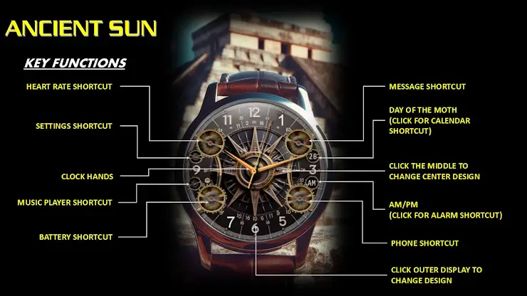 Ancient Sun Wear OS Watch Face screenshot 2