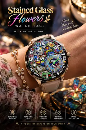 Stained Glass Flowers Wear OS screenshot 4