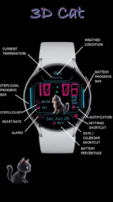 Cute 3D Cat Watch Face screenshot 4
