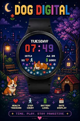 Dog Digital Watch Face: Pixel screenshot 3