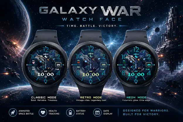 Galaxy War Wear OS Watch Face screenshot 1