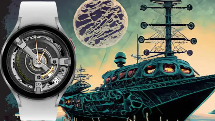 Skeletal Cruiser Gold Wear OS screenshot 7