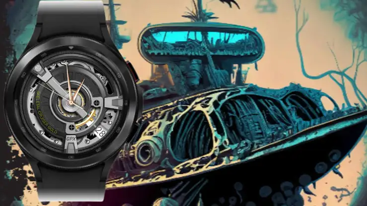 Skeletal Cruiser Gold Wear OS screenshot 5