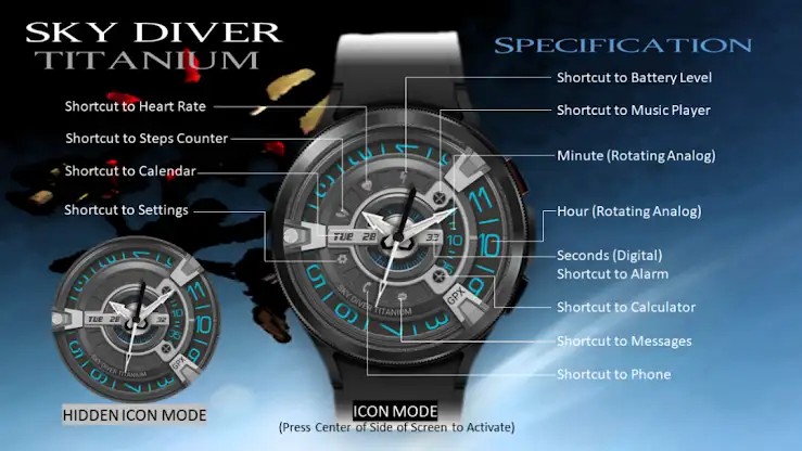 Sky Diver Titanium Wear OS screenshot 7