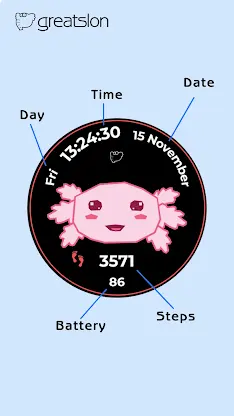 GS01 - Axolotl Watch Face screenshot 2