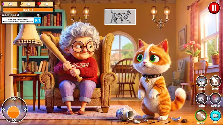 Crazy Granny vs Naughty Cat 3D screenshot 1