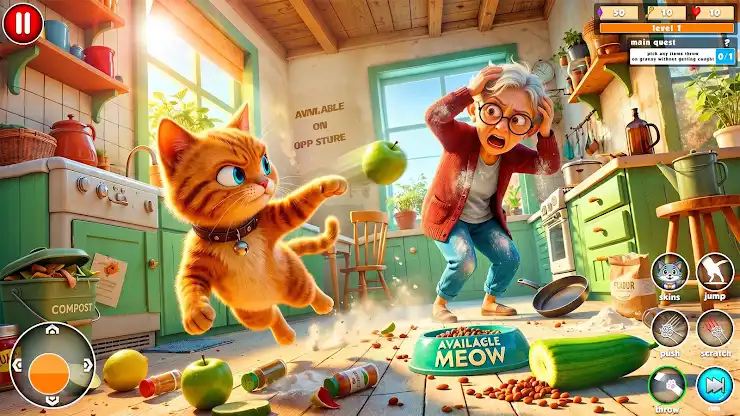 Crazy Granny vs Naughty Cat 3D screenshot 7