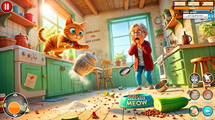 Crazy Granny vs Naughty Cat 3D screenshot 3