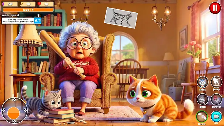 Crazy Granny vs Naughty Cat 3D screenshot 4